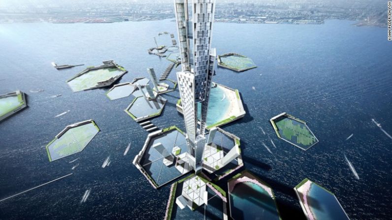 Sky Mile Tower, Tokio - La propuesta fue presentada por las firmas Kohn Pedersen Fox Associates y Leslie E Robertson Associates.