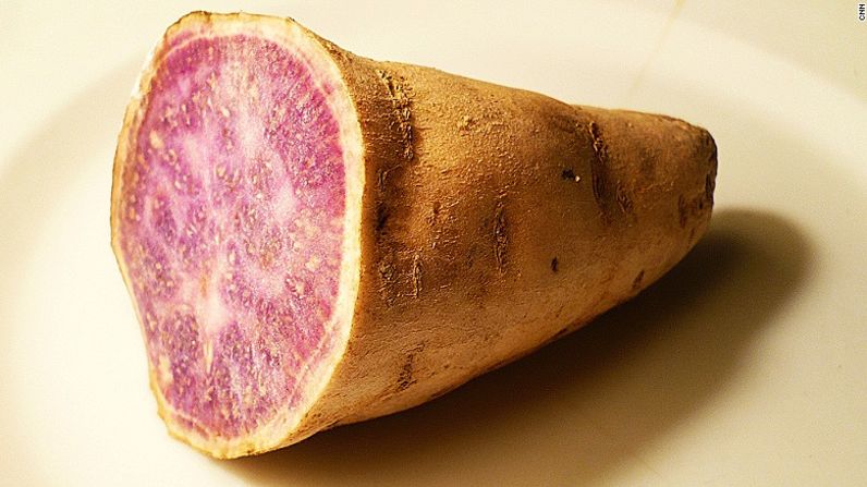 La raíz de taro, con su cuerpo púrpura, también es un alimento rico en antioxidantes.