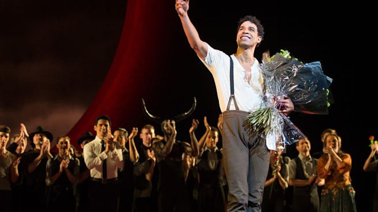 LONDON, ENGLAND - NOVEMBER 12:  Carlos Acosta salutes the crowd during his final curtain call after performing 'Carmen' for the last time at The Royal Opera House on November 12, 2015 in London, England. Born and raised in Havana, Carlos joined The Royal Ballet in 1998 and was promoted to his current role in 2003. During his 17 years with the Company he has danced many roles in the classical repertoire, from La Fille mal Gardee, to Giselle and Manon.