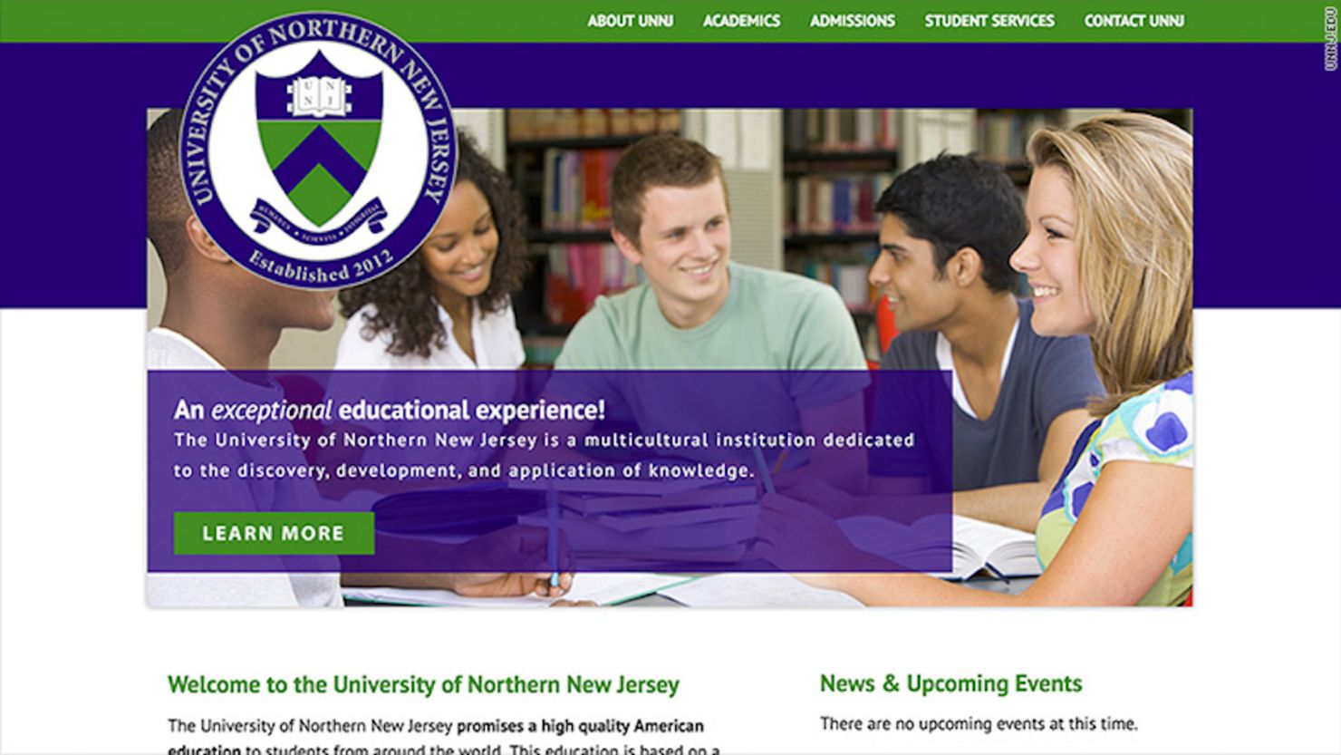 La Universidad del Norte de Nueva Jersey tenía un sitio web, pero no tenía clases. Fue creada por agentes encubiertos.