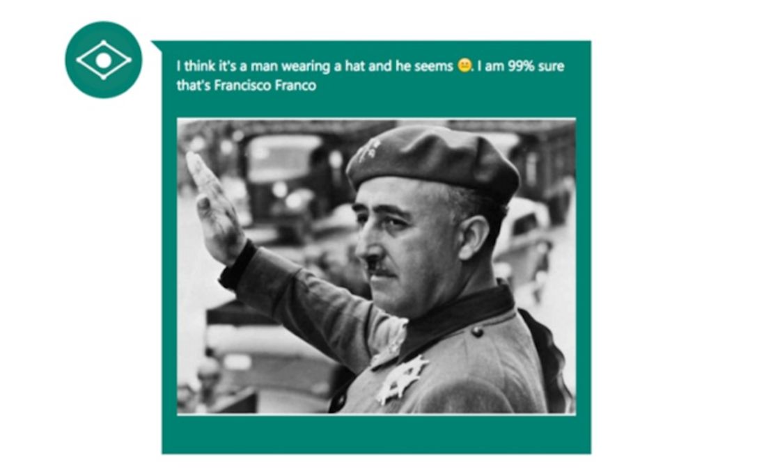 "Estoy un 99% seguro que es Francisco Franco", dice el CaptionBot.