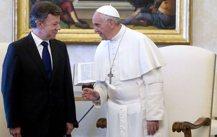 El presidente de Colombia Juan Manuel Santos visitó al papa también en 2013.