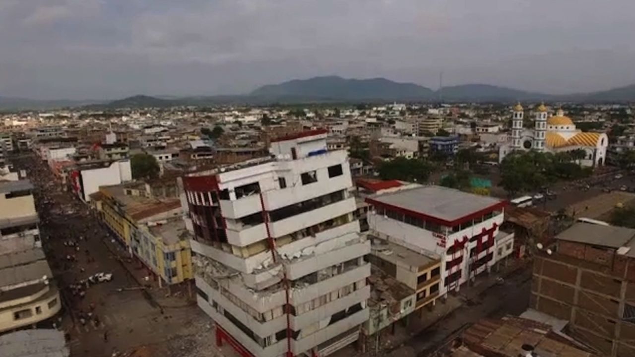 Rescuers in Ecuador raced to dig out people trapped under the rubble of homes and businesses on Sunday, following a powerful 7.8-magnitude earthquake that killed at least 233. DRONE IMAGES of destruction in Portoviejo