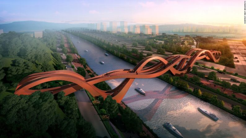 Lucky Knot Bridge por NEXT Architects, en construcción (Changsha, China) – Este puente será inaugurado a finales de año. El nombre y diseño hace referencia a los nudos decorativos chinos, que son frecuentemente asociados con la buena suerte.