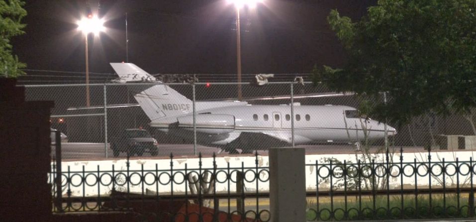 Imagen del jet de la Policía Federal de México en el que fue trasladado "El Chapo: Guzmán a la fronteriza Ciudad Juárez, Chihuahua.