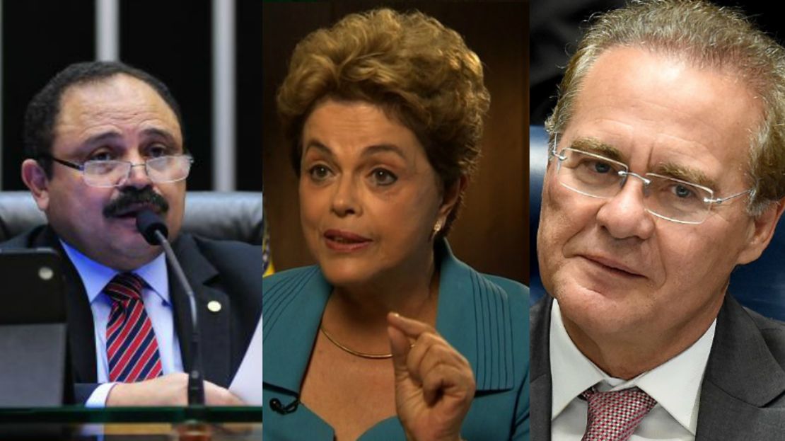 Waldir Maranhão, presidente interino de la Cámara; Dilma Rousseff, presidenta de Brasil y Renan Calheiros, presidente del Senado: los protagonistas del caos político que vive Brasil.