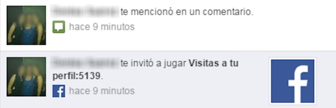 Esta es la notificación que aparece en tu historial de Facebook.