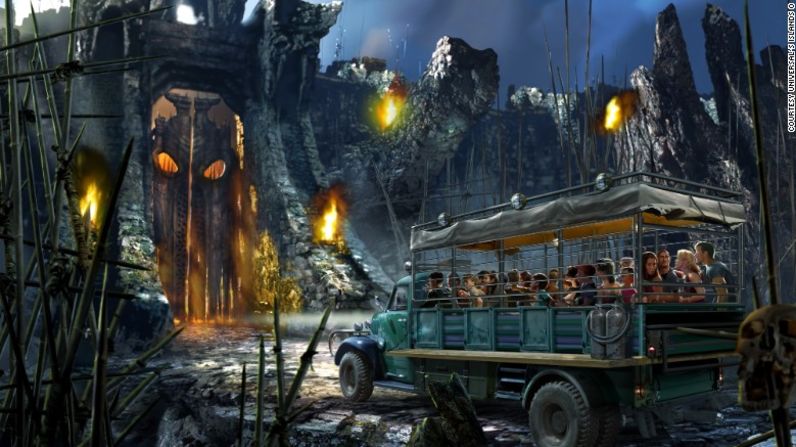 Isla calavera, Reino de Kong, Florida — La película “King Kong” ha tenido dos versiones nuevas desde su primera aparición en 1933. Esta vez, el parque Universal's Islands of Adventure invita al público a una aventura de supervivencia llamada “Isla Calavera: el reino de Kong” que presenta animaciones animatrónicas y pantallas en 3D.