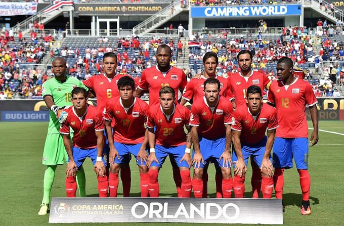 Así saltó a la cancha Costa Rica para el partido contra Paraguay, en Orlando, Florida. Fue debut de ambas selecciones en la Copa América Centenario.