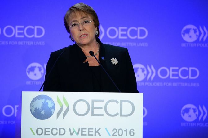 La presidenta de Chile Michelle Bachelet ocupó el puesto 18 en el ranking de 2016 de la revista Forbes.