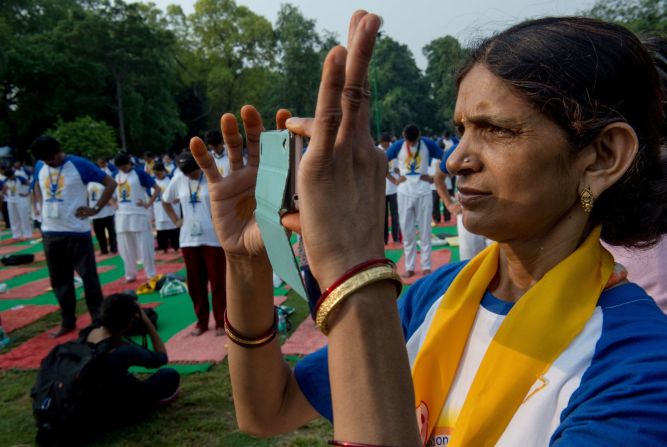 Las fotos no pueden faltar durante el Día Internacional del Yoga.