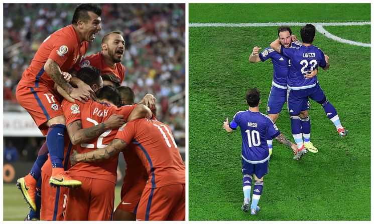 Chile y Argentina se enfrentarán en la final de la Copa América Centenario luego de dejar atrás a Colombia y a Estados Unidos en los encuentros de semifinales. Chile dejó atrás a Colombia en Chicago ganándole 2-0 al onceno de José Néstor Pekerman, mientras que Argentina goleó a la selección local 4-0, posicionándose como uno de los favoritos del certamen continental.