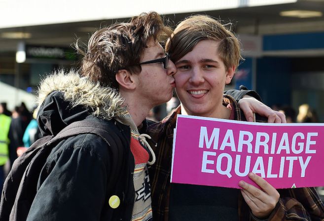 Activistas por el matrimonio gay se manifiestan en Sydney, en el Desfile del Orgullo LGBT.