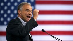 MIAMI, FL - JULY 23:  Democratic vice presidential candidate U.S. Sen. Tim Kaine (D-VA) speaks during a campaign rally with Democratic presidential candidate former Secretary of State Hillary Clinton at Florida International University Panther Arena on July 23, 2016 in Miami, Florida. Hillary Clinton and  Tim Kaine made their first public appearance together a day after the Clinton campaign announced Senator Kaine as the Democratic vice presidential candidate.