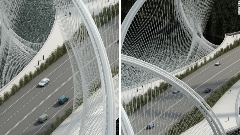 Puente San Shan diseñado por Penda, concepto (Beijing, China) – "Es una estructura muy delgada, una estructura muy transparente, por lo que desde un aspecto formal se mezcla muy bien con el fondo, y también se destaca con el fin de crear un ícono para los Juegos Olímpicos ", dice uno de los arquitectos, Chris Precht.