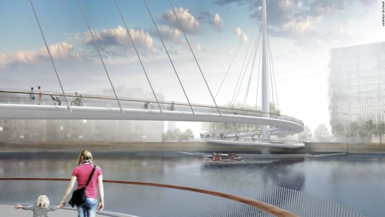 Puente de Nine Elms Bridge de Bystrup, en curso (Londres, Reino Unido) – La firma danesa Bystrup ganó recientemente la comisión para construir un puente en el barrio Pimlico en el sur de Londres. Sin embargo, la estructura curva que solo es peatonal no está exenta de polémica. Los críticos temen que el nuevo puente, que aún no está en construcción, destruirá los jardines Pimlico, uno de los pocos espacios verdes públicos de la zona.