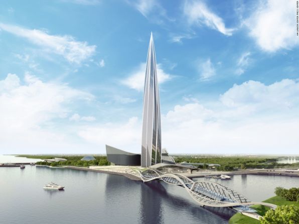 El Centro Lakhta, San Petersburgo, Rusia – Fue diseñado por el arquitecto británico Tony Kettle en conjunto con Gorproject. La torre tiene una altura proyectada de 462 metros y se espera que sea terminada a finales de 2018.