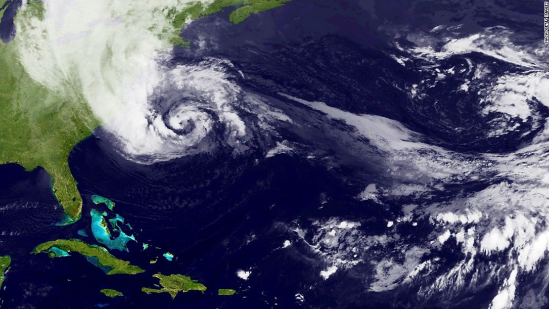 Sandy churning off the US East Coast on October 28, 2012.