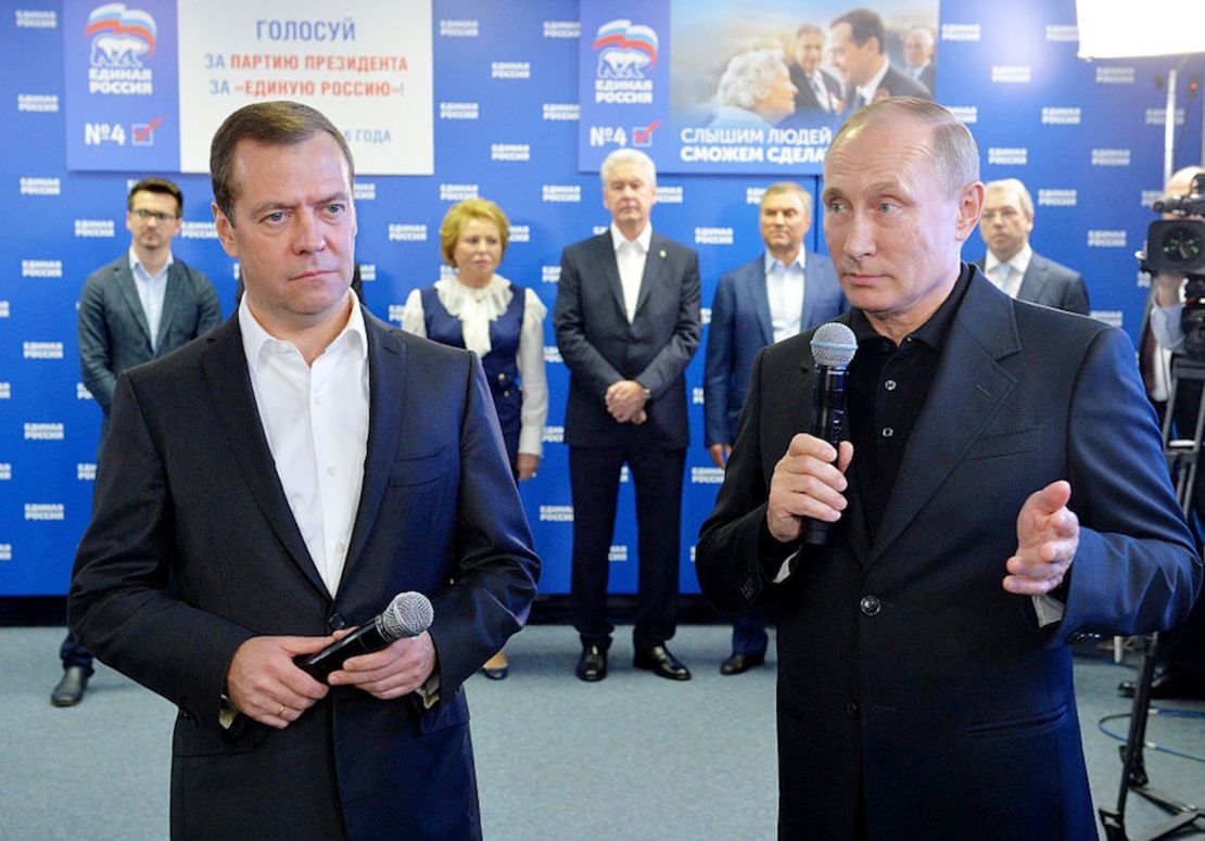 El presidente Vladimir Putin y el primer ministro Dmitry Medvedev.