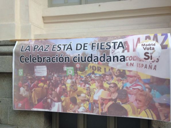 Plebiscito en el exterior. Una fiesta colombiana organizada por quienes hicieron campaña por el sí, en Madrid.