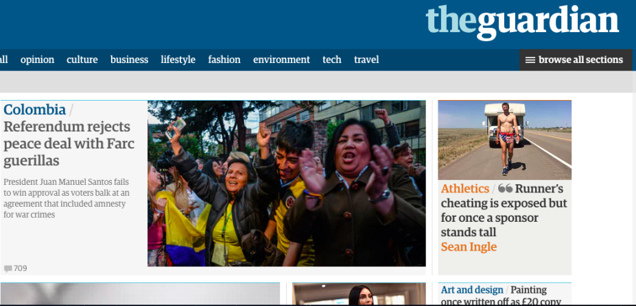 La noticia no solo fue cubierta por medios en español. Aquí vemos la portada del británico The Guardian.