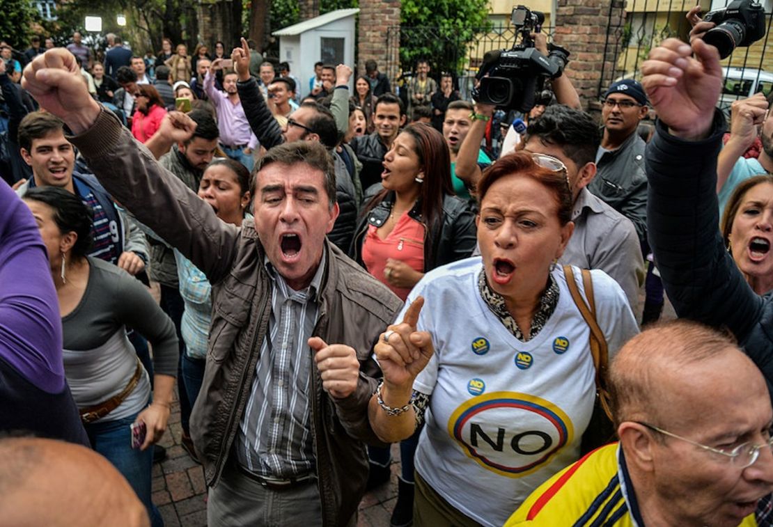 La otra cara de la moneda. Partidarios del No celebran el resultado (DIANA SANCHEZ/AFP/Getty Images).