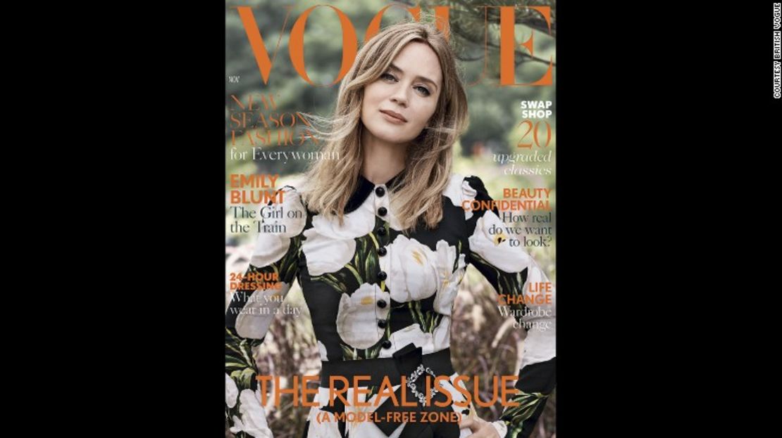 Emily Blunt, en la portada de la edición de noviembre de la revista Vogue británica, llamada 'The Real Issue'