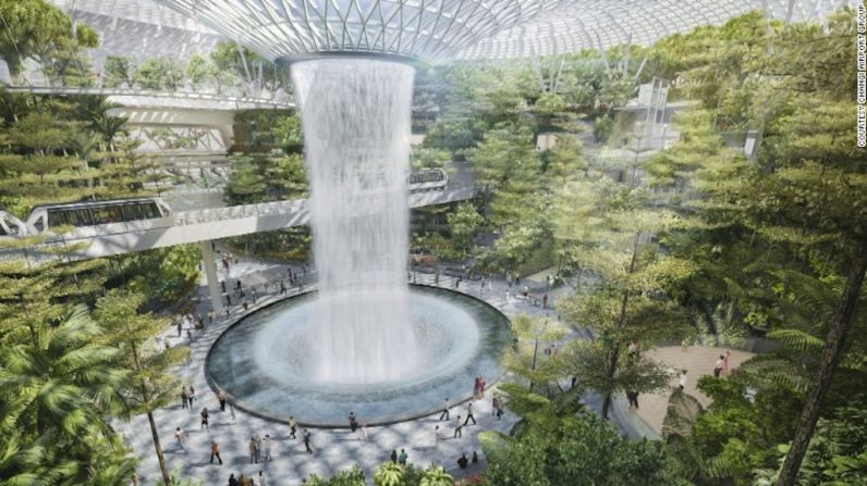 1. Aeropuerto Internacional Changi, Singapur — En 2018 este aeropuerto planea abrir nuevo proyecto llamado ‘la joya’, un “vórtice de lluvia” de 40 metros que será el jardín interior más grande de Singapur. Este aeropuerto ha estado varias veces en el primer puesto de las listas de los mejores aeropuertos del mundo.