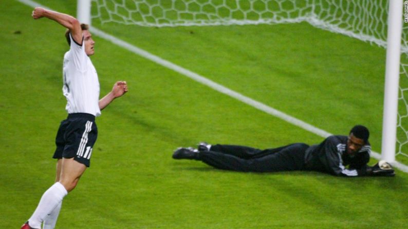 BELO HORIZONTE, BRAZIL - JULY 08: Miroslav Klose of Germany celebrates scoring his team's second goal during the 2014 FIFA World Cup Brazil Semi Final match between Brazil and Germany at Estadio Mineirao on July 8, 2014 in Belo Horizonte, Brazil.