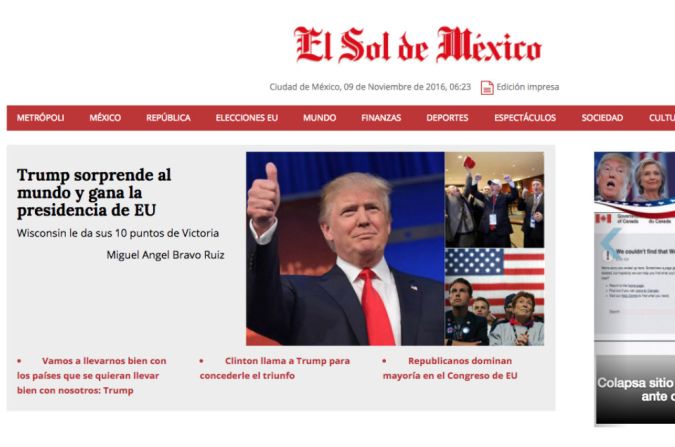 El Sol, México: “Trump sorprende al mundo y gana la elección presidencial”