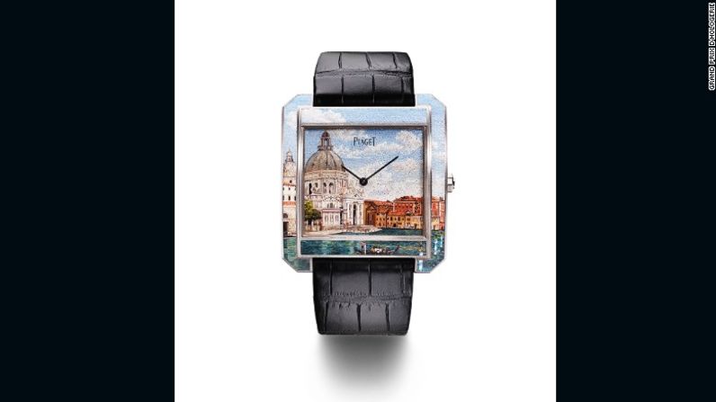 Premio Reloj Oficios Artesanos (Artistic Crafts Watch Prize) - El reloj Protocole XXL "Secrets and Lights” Venice de Piaget se llevó a casa este premio por su ilustración micro mosaica de la Basílica de Santa María Della Salute en Venecia. Apenas se hicieron tres de estos relojes de 250.000 dólares, cada uno fue diseñado a mano con cerca de 5.000 azulejos de cristal minúsculos.