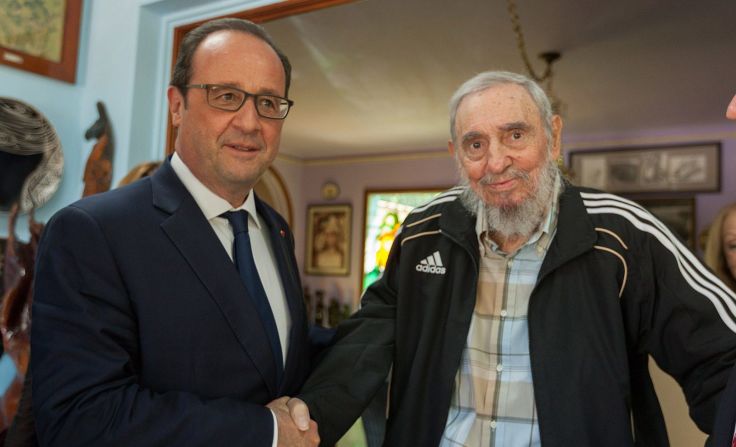 11 de mayo de 2015 | El presidente francés François Hollande junto a Fidel Castro.