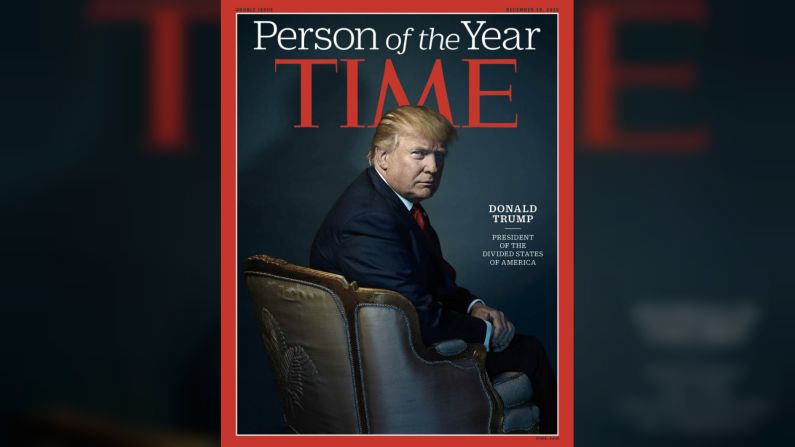 2016 — Ese año el entonces presidente electo Donald Trump fue elegido como la Persona del Año para Time. La revista llamó a Trump el “presidente de Estados Divididos de América”.