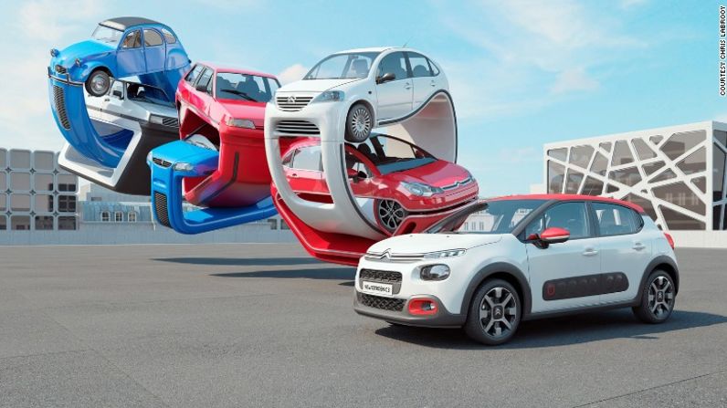 "Citroen C3 Genealogy" – “Citroen me pidió que creara una escultura en 3D que explorara la geneaología del nuevo auto Citroen C3. Los carros que aparecen son 2CV, Visa, AX, Saxo, C3 gen 1, C3 gen 2 y el Citroen C3," escribió Labrooy en su página web.