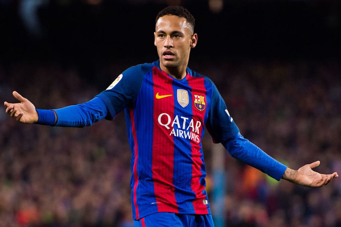 BARCELONA, SPAIN - DECEMBER 03:  Neymar Santos Jr of FC Barcelona gestures during the La Liga match between FC Barcelona and Real Madrid CF at Camp Nou stadium on December 3, 2016 in Barcelona, Spain.