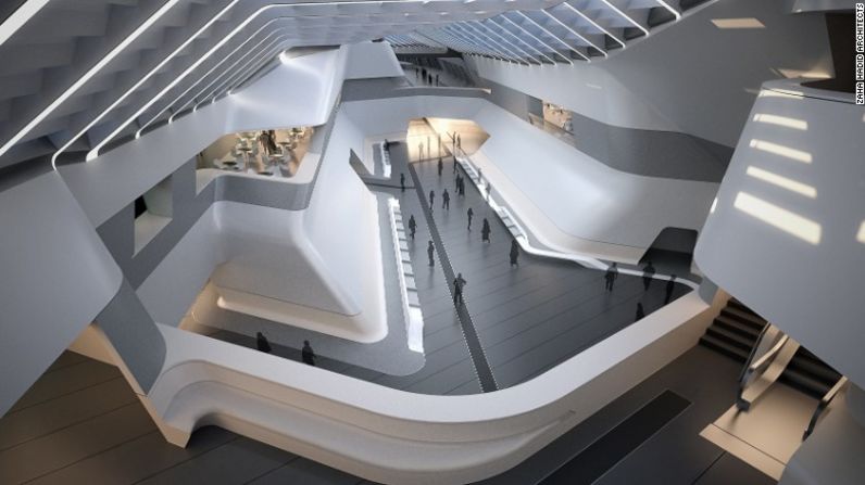 La estación Nápoles-Afragola para el Tren de Alta Velocidad, del estudio de arquitectos Zaha Hadid, ha llamado la atención por su escultural fachada blanca parecida a una serpiente.