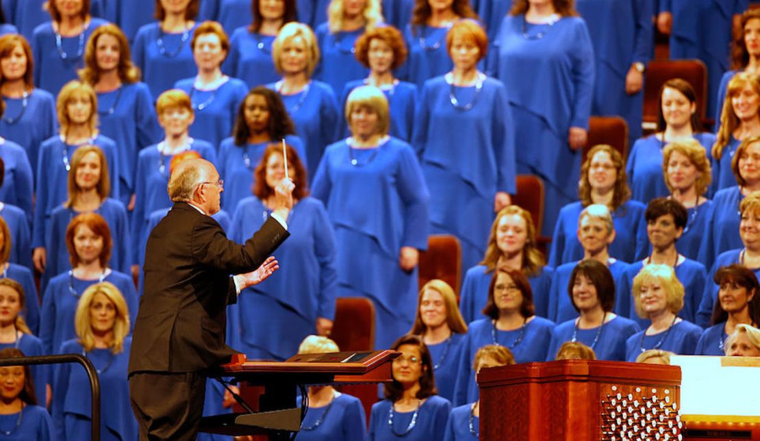 SALT LAKE CITY, UT - OCTOBER 3: The Mormon Tabernacle Choir, of the Church of Jesus Christ of Latter-Day Saints sings during the 185th Semiannual General Conference of the Mormon Church on October 3, 2015 in Salt Lake City, Utah. Thousands of faithful Mormons gather from around the world for the two day conference to receive guidance and direction from church leaders. (Photo by George Frey/Getty Images