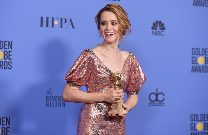 La actriz inglesa Claire Foy fue elegida como Mejor Actriz en serie de drama por su papel en ‘The Crown’.