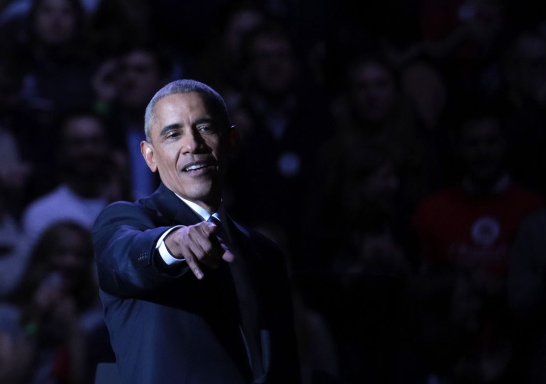 Barack Obama tras su discurso de despedida en Chicago.