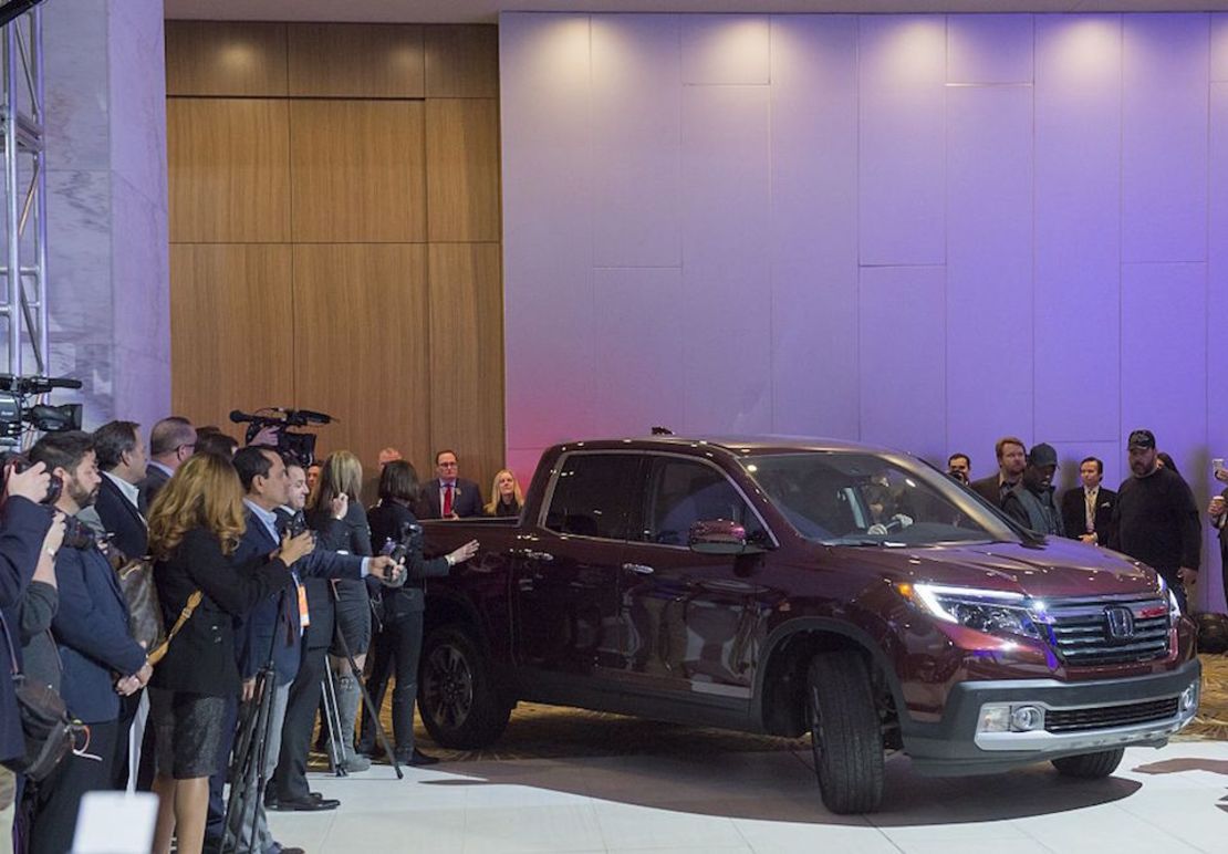 The Honda Ridgeline is seen after winning the North American Truck of the Year Award during the 2017 North American International Auto Show in Detroit, Michigan, January 9, 2017. / AFP / SAUL LOEB