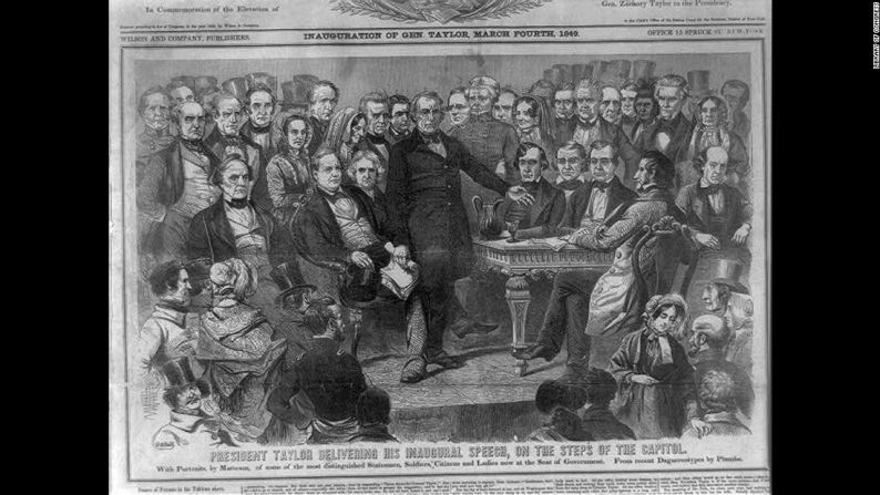 Zachary Taylor pronunció su discurso de posesión en las escaleras del Capitolio, en 1849.