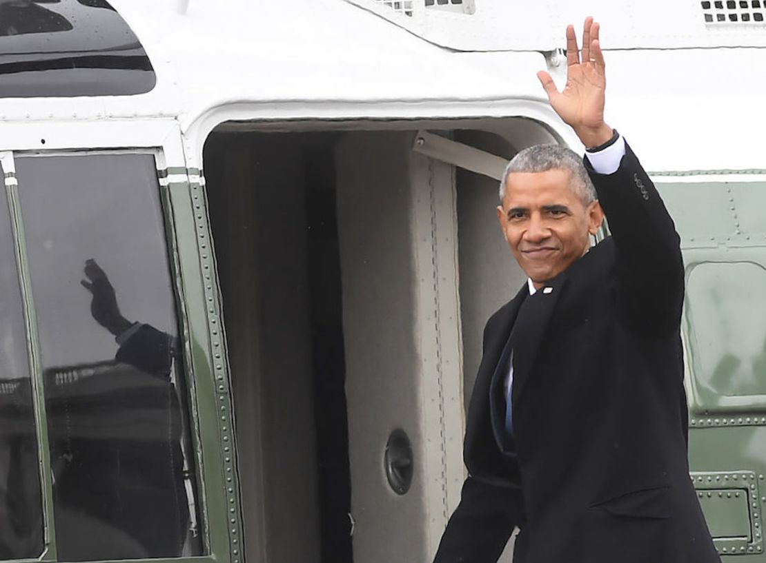 Obama partió en helicóptero desde el Capitolio después de la toma de posesión de Trump.