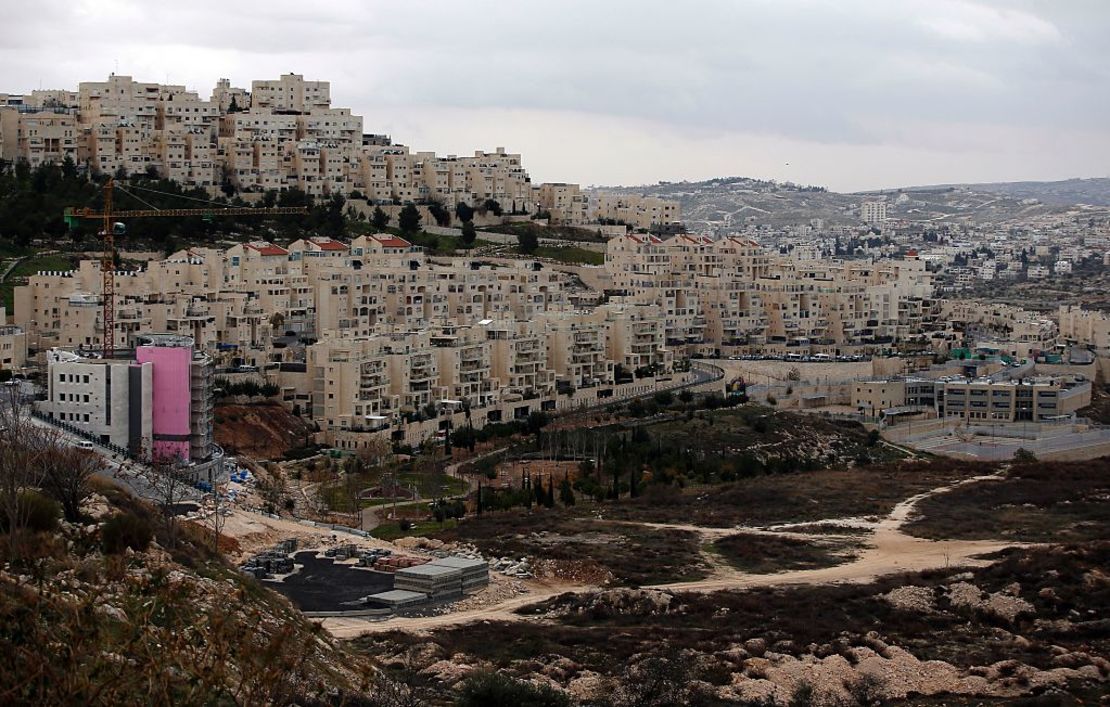 Asentamientos israelíes en los territorios palestinos de la Ribera Occidental.