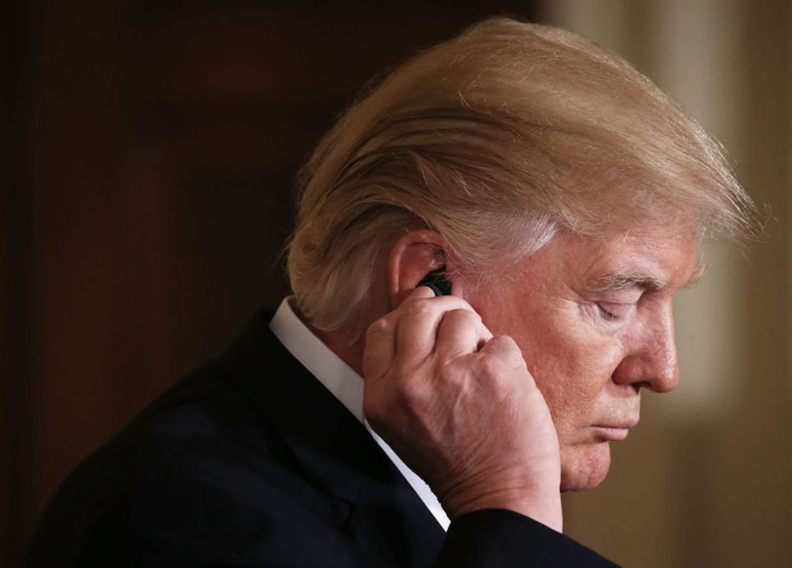 Donald Trump durante la conferencia de prensa conjunta con Shinzo Abe.