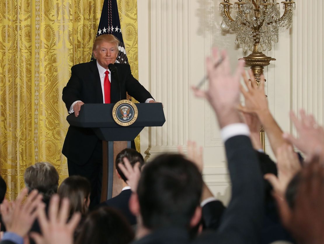 Donald Trump durante su conferencia de prensa de este jueves en Washington.