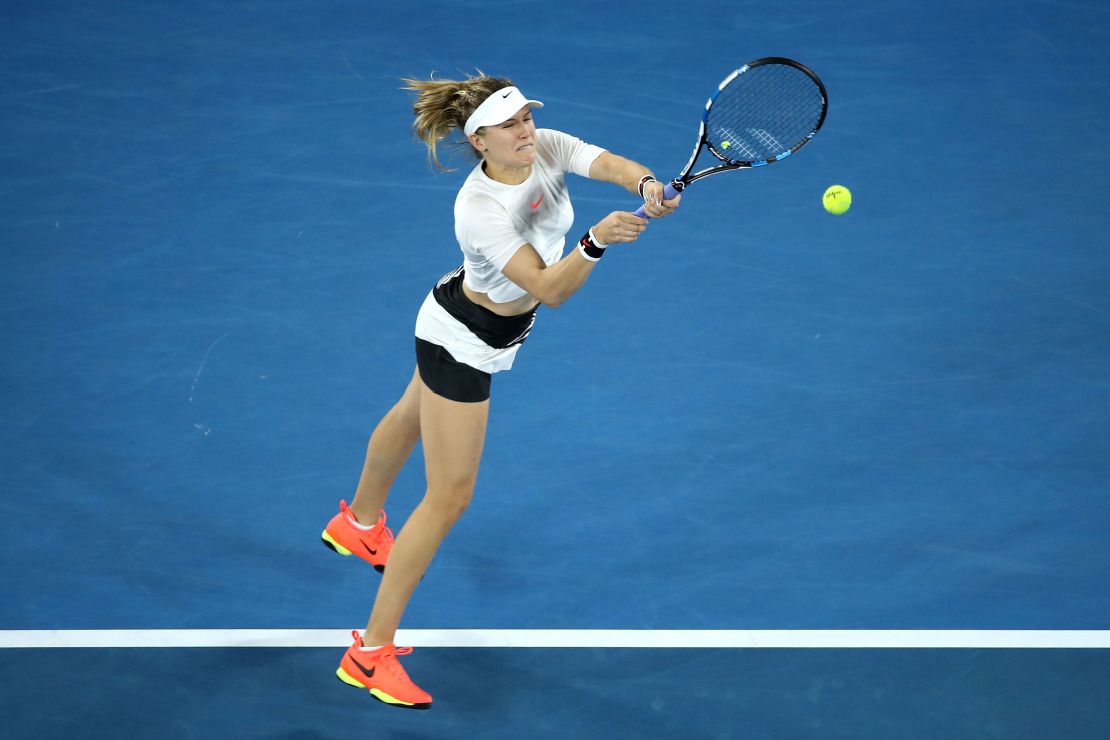 La canadiense Eugenie Bouchard durante un partido del reciente Abierto de Australia.