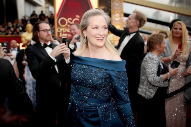 Meryl Streep en la alfombra roja de los Premios de Oscar.