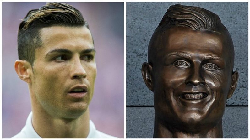 Pero fue el busto en bronce —y la manera en la que representa a Cristiano Ronaldo— la que generó burlas en redes sociales.