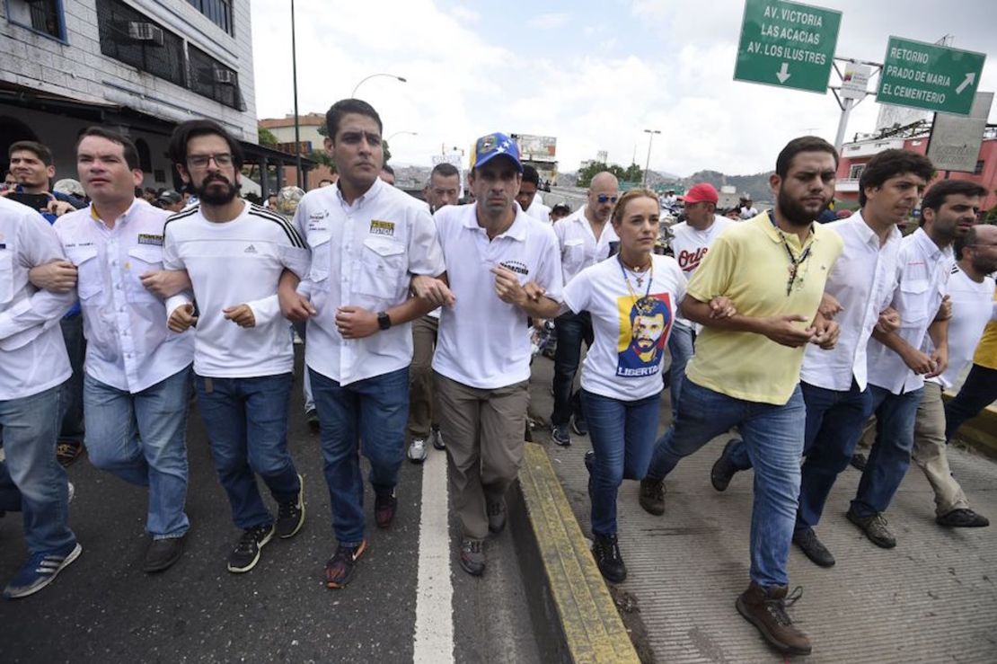 Líderes de la oposición en la Marcha del Silencio en Caracas.