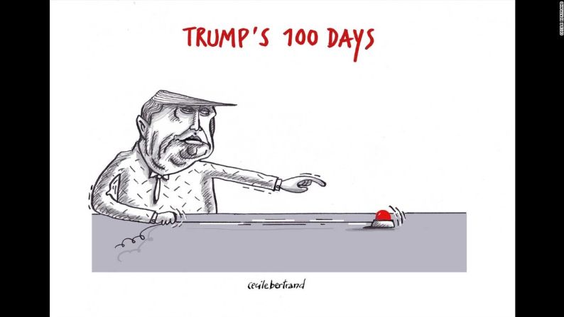 "100 días de Trump". Cecile Bertrand es un fotógrafo, pintor, escultor, artista, guionista cómico e ilustrador en Bélgica.